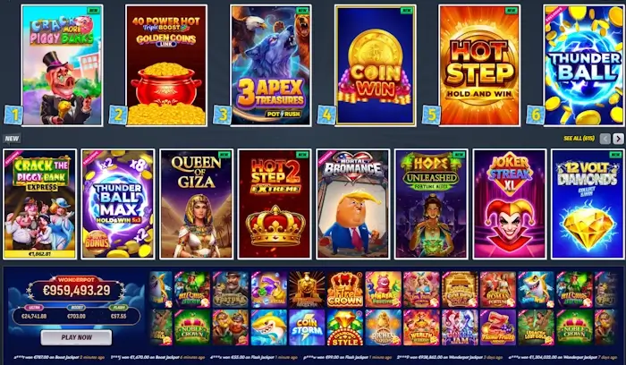 Eine große Auswahl an Spielautomaten bei Allyspin